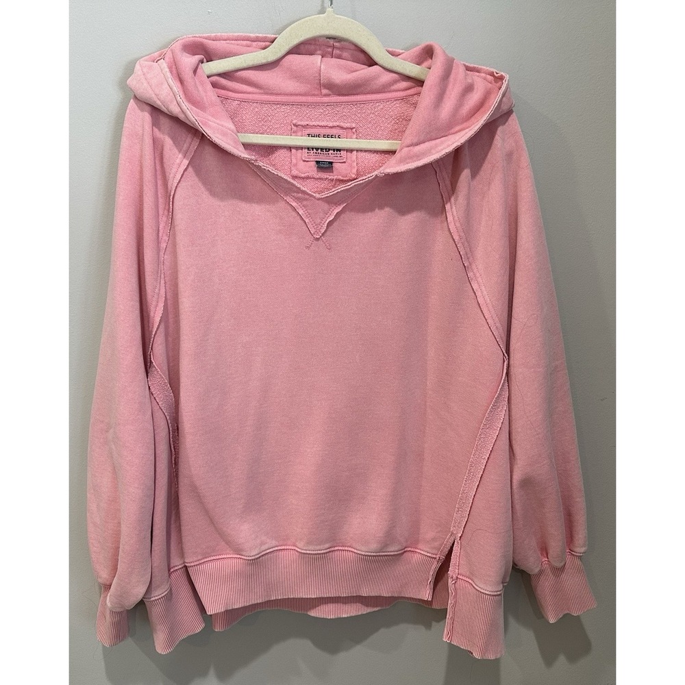 American Eagle Outfitters "This Feels Seriously Lived-In" Y2K Pink Hoodie Sz S